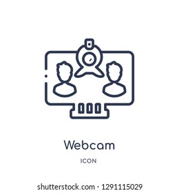 Linear webcam icon from Blogger and influencer outline collection. Thin line webcam vector isolated on white background. webcam trendy illustration