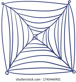 Linear web-like background in doodle style. Square vector image for decoration and design.
