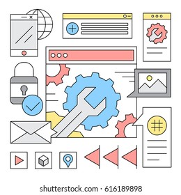 Linear Website Development. Minimal Design and Colorful Backgrounds