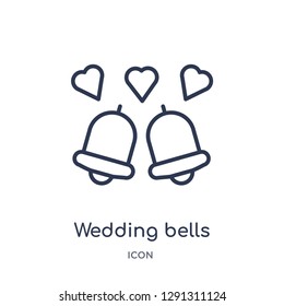 Linear wedding bells icon from Birthday party outline collection. Thin line wedding bells vector isolated on white background. wedding bells trendy illustration