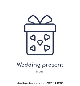 Linear wedding present icon from Birthday party outline collection. Thin line wedding present vector isolated on white background. 