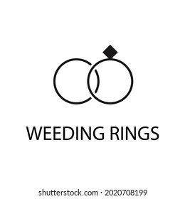 Linear wedding rings icon on white, from Birthday party outline collection. Vector