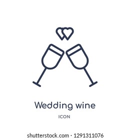 Linear wedding wine icon from Birthday party outline collection. Thin line wedding wine vector isolated on white background. wedding wine trendy illustration