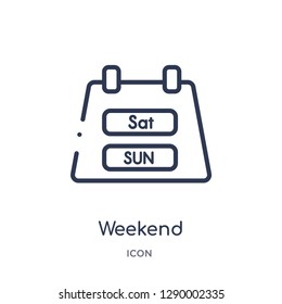 Linear weekend icon from Content outline collection. Thin line weekend vector isolated on white background. weekend trendy illustration