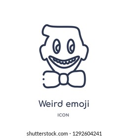 Linear weird emoji icon from Emoji outline collection. Thin line weird emoji icon vector isolated on white background. weird emoji trendy illustration