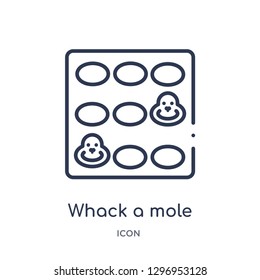 Linear whack a mole icon from Entertainment outline collection. Thin line whack a mole icon isolated on white background. whack a mole trendy illustration