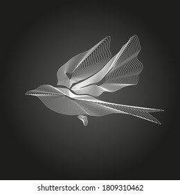 Linearer weißer Vogel auf dunklem Hintergrund