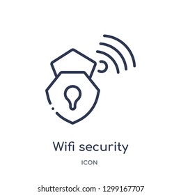 Linear wifi security icon from Internet security and networking outline collection. Thin line wifi security icon isolated on white background. wifi security trendy illustration