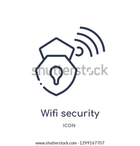 Linear wifi security icon from Internet security and networking outline collection. Thin line wifi security icon isolated on white background. wifi security trendy illustration