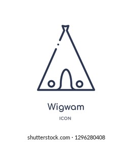 Linear wigwam icon from Desert outline collection. Thin line wigwam icon vector isolated on white background. wigwam trendy illustration
