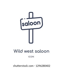 Linear wild west saloon icon from Desert outline collection. Thin line wild west saloon icon vector isolated on white background. wild west saloon trendy illustration
