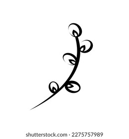 Linear willow twig in doodle style