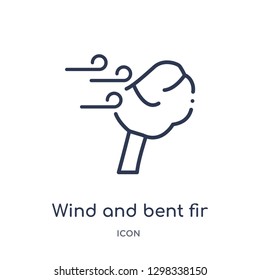 Linear wind and bent fir icon from Meteorology outline collection. Thin line wind and bent fir icon isolated on white background. wind and bent fir trendy illustration