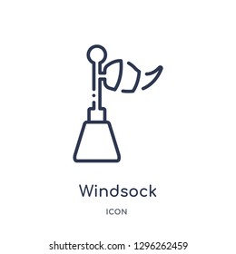 Linear windsock icon from Ecology outline collection. Thin line windsock icon vector isolated on white background. windsock trendy illustration