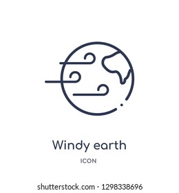 Linear windy earth icon from Meteorology outline collection. Thin line windy earth icon isolated on white background. windy earth trendy illustration