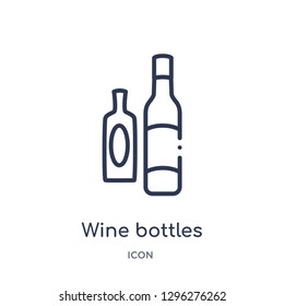 Linear wine bottles icon from Drinks outline collection. Thin line wine bottles icon vector isolated on white background. wine bottles trendy illustration