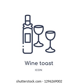 Linear wine toast icon from Drinks outline collection. Thin line wine toast icon vector isolated on white background. wine toast trendy illustration