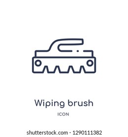 Linear wiping brush icon from Cleaning outline collection. Thin line wiping brush vector isolated on white background. wiping brush trendy illustration