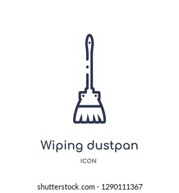 Linear wiping dustpan icon from Cleaning outline collection. Thin line wiping dustpan vector isolated on white background. wiping dustpan trendy illustration