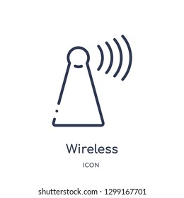 Linear wireless connection icon from Internet security and networking outline collection. Thin line wireless connection icon isolated on white background. wireless connection trendy illustration