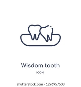 Linear wisdom tooth icon from Dentist outline collection. Thin line wisdom tooth icon isolated on white background. wisdom tooth trendy illustration