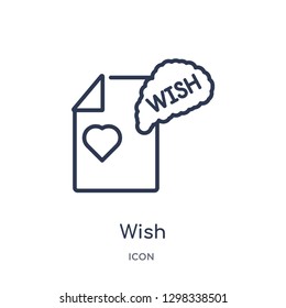 Linear wish icon from General outline collection. Thin line wish icon isolated on white background. wish trendy illustration