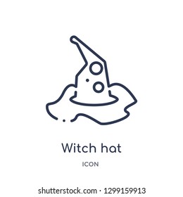 Linear witch hat icon from Magic outline collection. Thin line witch hat icon isolated on white background. witch hat trendy illustration