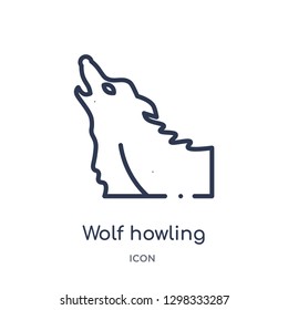 Linear wolf howling icon from General outline collection. Thin line wolf howling icon isolated on white background. wolf howling trendy illustration