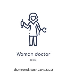 Linear woman doctor icon from Ladies outline collection. Thin line woman doctor icon isolated on white background. woman doctor trendy illustration