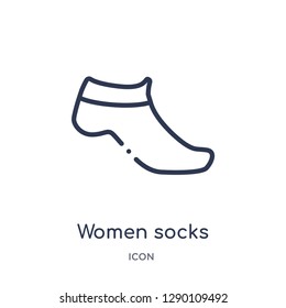 Linear women socks icon from Clothes outline collection. Thin line women socks vector isolated on white background. women socks trendy illustration
