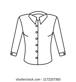 Linear women's shirt with long sleeves. Blouse illustration isolated on white background. Woman shirt style design, designed for web and app. vector illustration