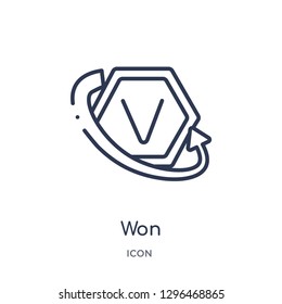 Linear won icon from Cryptocurrency economy and finance outline collection. Thin line won icon vector isolated on white background. won trendy illustration