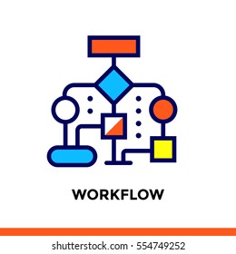 Linear workflow icon for new business. Pictogram in outline style. Vector flat line icon suitable for mobile apps, websites  and illustration 