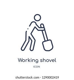 Linear working shovel icon from Construction tools outline collection. Thin line working shovel vector isolated on white background. working shovel trendy illustration