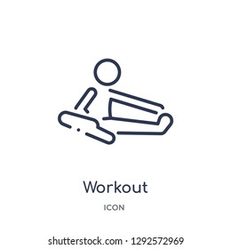 Linear workout icon from Free time outline collection. Thin line workout icon vector isolated on white background. workout trendy illustration