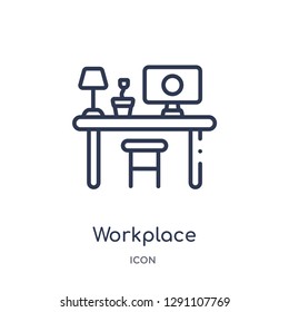 Linear workplace icon from Business and analytics outline collection. Thin line workplace vector isolated on white background. workplace trendy illustration