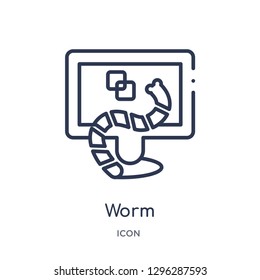 Linear worm icon from Cyber outline collection. Thin line worm icon vector isolated on white background. worm trendy illustration