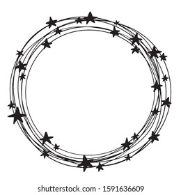 Linear wreath round circle stars