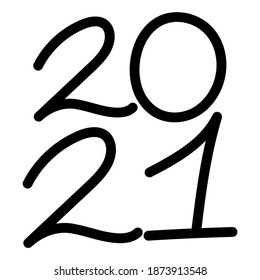 Lineares Jahr 2021 auf weißem Hintergrund. Stockillustration mit Datum. Für festliche und geschäftliche Dekoration im Design.