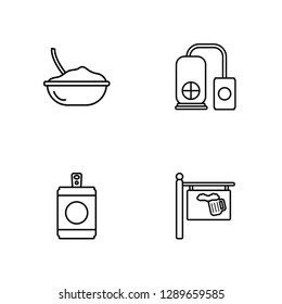 Linear Yeast, Beer, Fermentation,   Vector Illustration Of 4 outline Icons. Editable Pack Of Yeast, Beer, Fermentation,  