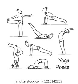 Linear Yoga Poses Icons Set Stock Vector (Royalty Free) 1215142255 ...