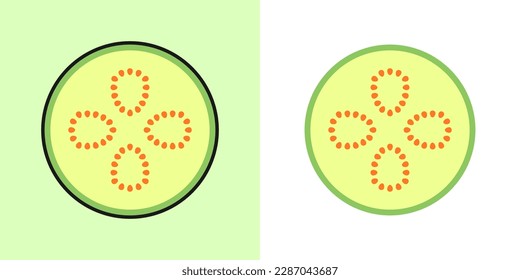 Linear zucchini icon, outline vector sign, linear icon, two versions in color