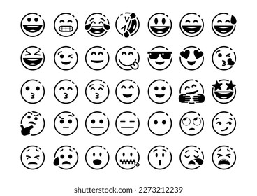 Lineart android emoji pack vector illustration hand drawn