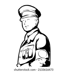 lineart of army soldiers, police officers, officers uniforms and military hats