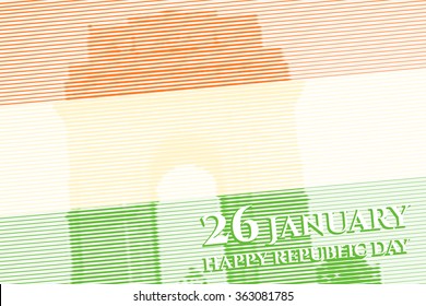 Lineart background of India Gate. Indian Republic Day celebration