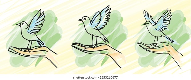 lineart bird drawing freehand illustration freedom wings flying