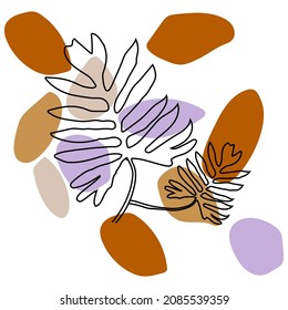 Lineart botanical plants and leaf and flower. Lineart flower vector