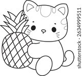 Lineart of a bunch of cute cat with various activities.
Outline of kawaii animal kitty for scrapbook and sticker.
outline of kitten bring a pineapple
