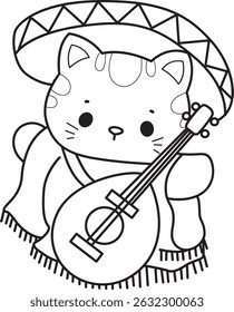 Lineart of a bunch of cute cat with various activities.
Outline of kawaii animal kitty for scrapbook and sticker.
outline of kitten wearing Indiana costume