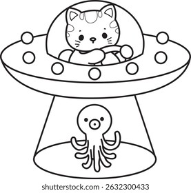 Lineart of a bunch of cute cat with various activities.
Outline of kawaii animal kitty for scrapbook and sticker.
outline of kitten driving a space ship
